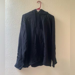 Johnny was embroidered hoodie black pull over large